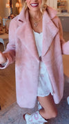 Women Lapel Plush Solid Color Casual Coat