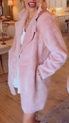 Women Lapel Plush Solid Color Casual Coat
