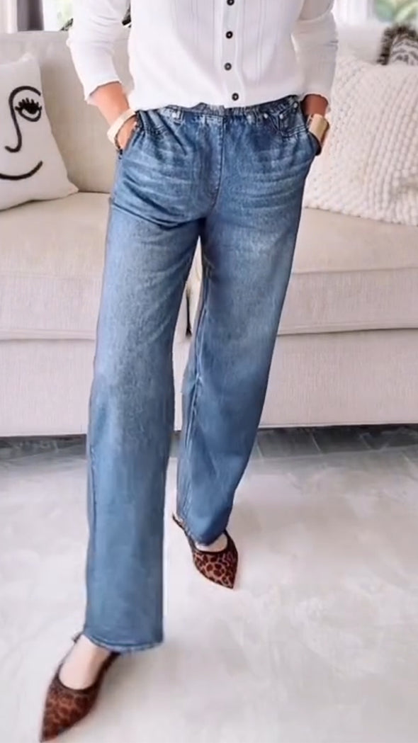 Women Washed Casual Sweatpant Jeans