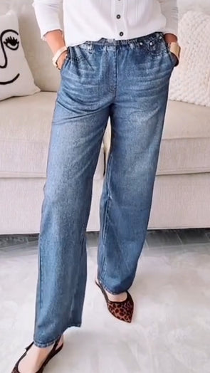 Women Washed Casual Sweatpant Jeans