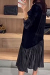 Women Elegant Asymmetric Spliced Hem Long Sleeve Loose Dress