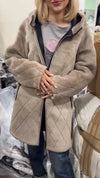 Women Standing Collar Plush Reversible Casual Coat
