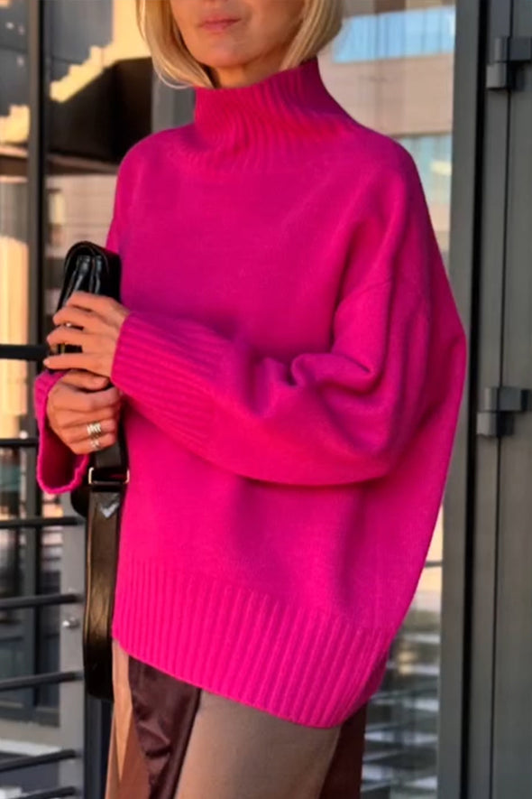 Women Turtleneck Knitted Solid Color Casual Sweater