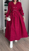 Women Lapel Plaid Casual Dress