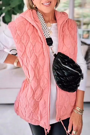 Women Solid Color Hooded Casual Vest