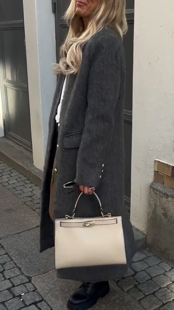 Women Round-neck Button-down Temperament Casual Coat