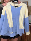 Women Round Neck Stitching Contrast Color Casual Sweatshirt