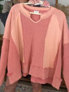 Women Round Neck Stitching Contrast Color Casual Sweatshirt