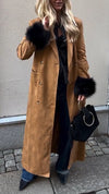 Women Collar and Sleeve Plush Design Temperament Casual Coat