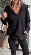 Women Solid Color Hooded Casual Sweatshirt
