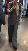 Women Lapel Vertical Stripe Temperament Commuter Suit