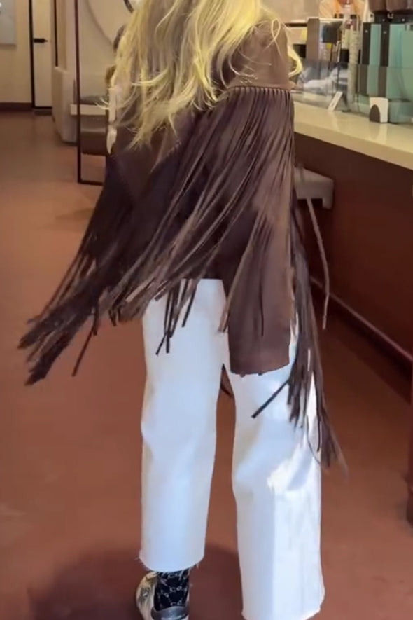 Women Western Tassel Suede Short Jacket