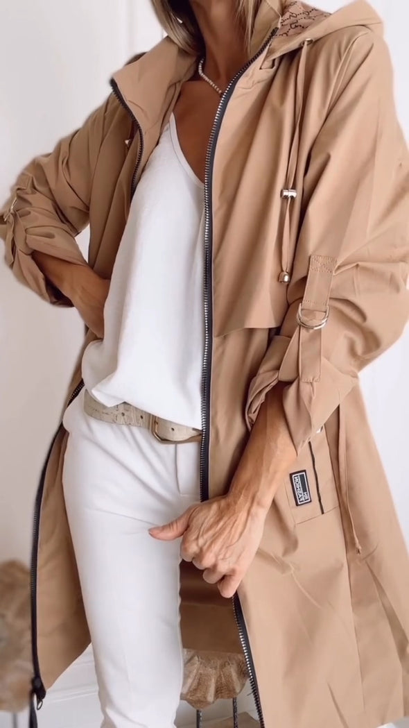 Women Hooded Patchwork Casual Jacket