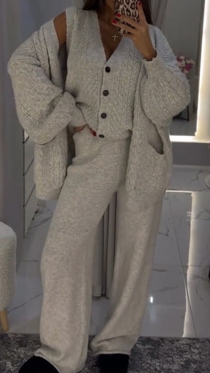 Women Knitted Casual Three-piece Suit
