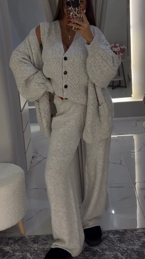 Women Knitted Casual Three-piece Suit