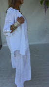 Women V-neck Dress + Cardigan Solid Color Casual Suit