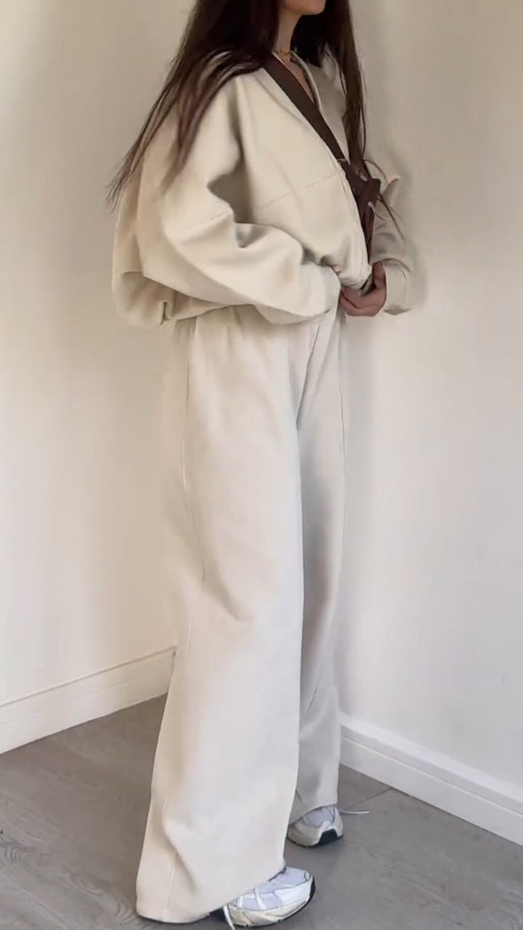 Women Jacket + Pants Solid Color Casual Suit