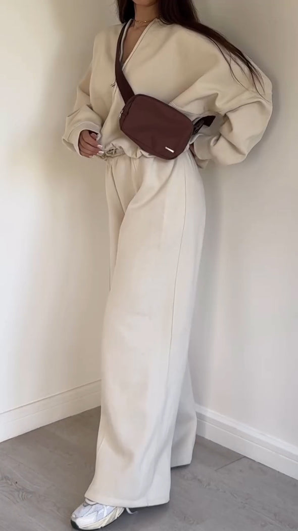 Women Jacket + Pants Solid Color Casual Suit