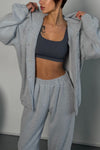 Women Button-down Hooded Jacket + Pants Casual Suit