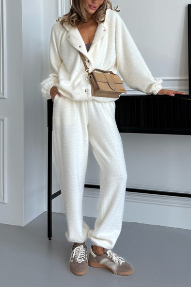 Women Button-down Hooded Jacket + Pants Casual Suit