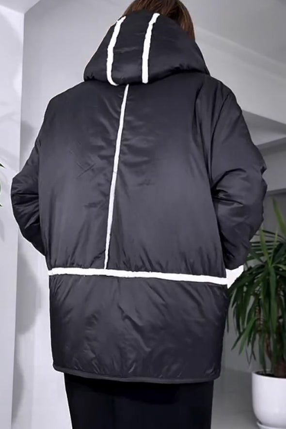 Women Casual Plush Hooded Zip-Up Jacket