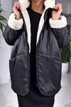 Women Casual Plush Hooded Zip-Up Jacket