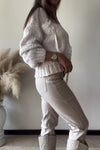 Women Casual 3D Flower Irregular Tassel Pullover Sweater