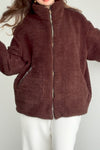 Women Casual Stand Collar Zipper Large Pocket Plush Jacket