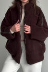 Women Casual Stand Collar Zipper Large Pocket Plush Jacket