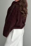Women Casual Stand Collar Zipper Large Pocket Plush Jacket