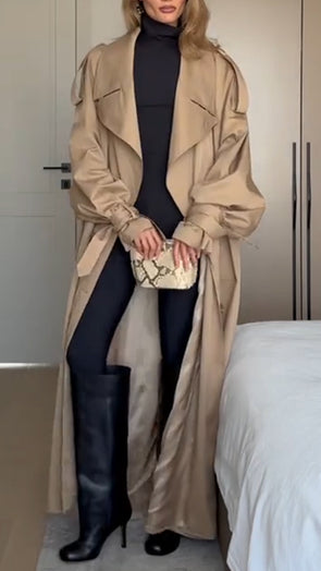 Ladies Lapel Solid Color Temperament Casual Windbreaker