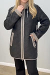 Women Casual Stand Collar Hooded Zipper Reversible Plush Jacket