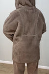 Women Casual Stand Collar Hooded Zipper Plush Jacket