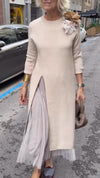 Women Round Neck Spliced mesh Casual Dress