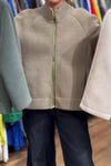 Women Casual Simple High Neck Metal Zipper Wide Sleeve Jacket