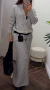 Women Round Neck Half-zip Top + Skirt Casual Suit
