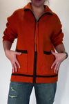 Women Casual Contrast Metal Zipper Knit Cardigan