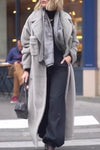 Women Elegant Large Lapel Plush Warm Long Coat
