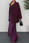 Women Lapel Zipper Knitted Coat + Skirt Casual Suit