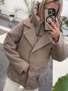 Women Lapel Splicing Fake Two-piece Casual Coat