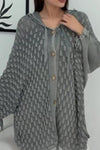 Women Casual Hooded Special Texture Batwing Sleeve Loose Cardigan