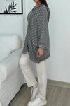 Women Casual Hooded Special Texture Batwing Sleeve Loose Cardigan