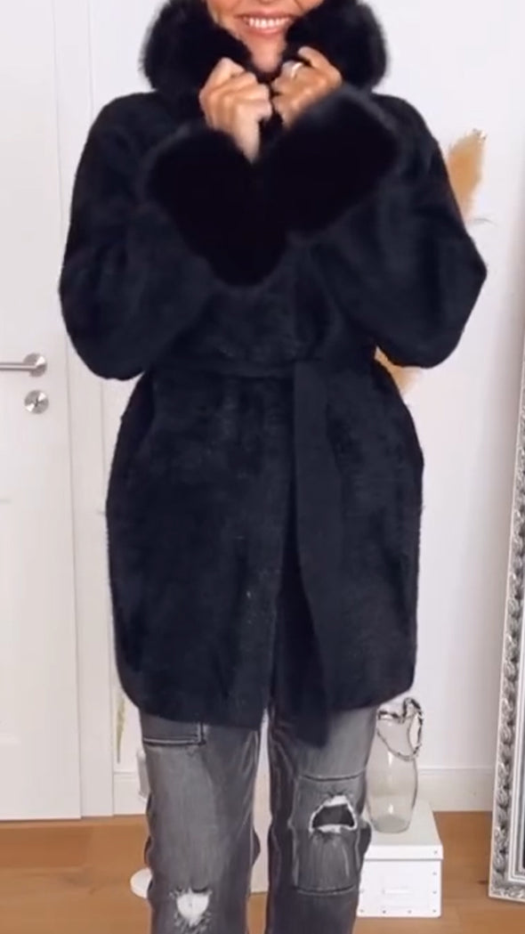 Women Fur Collar Temperament Casual Plush Coat