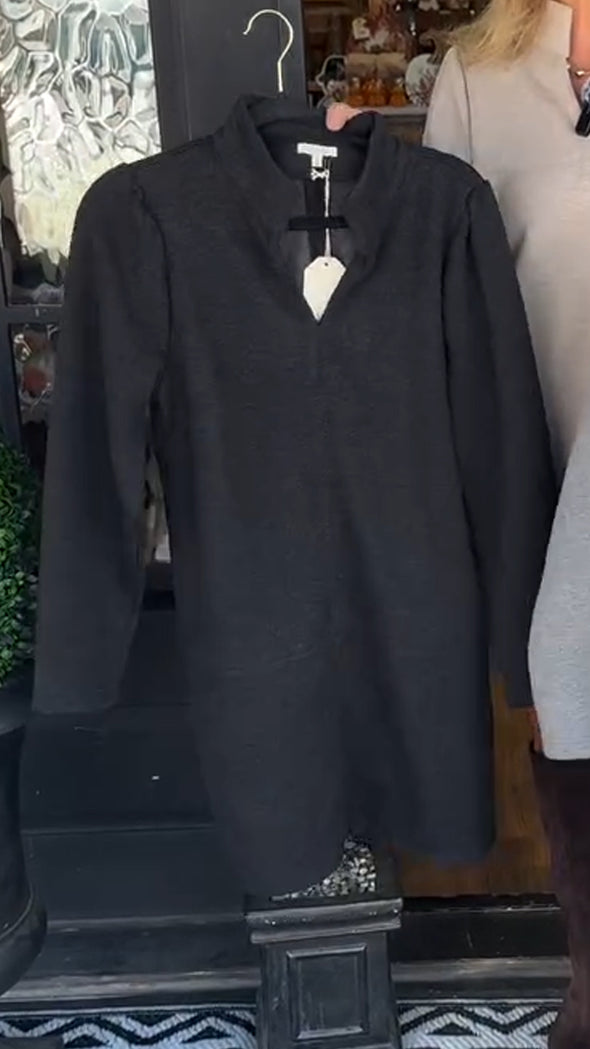 Women Round Neck Solid Color Casual Dress