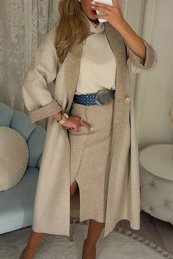 Women Lapel Casual Long Cardigan