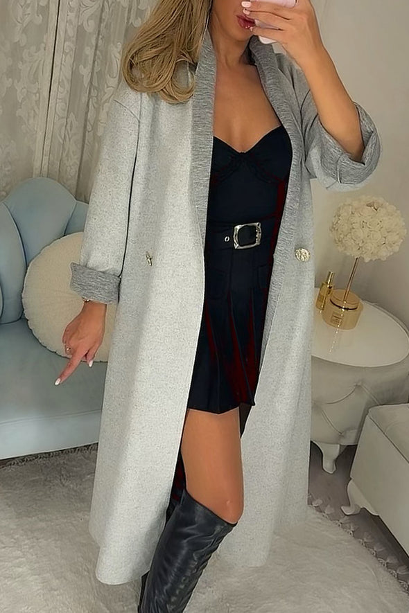 Women Lapel Casual Long Cardigan