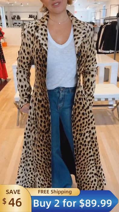 2 for $89.99 + FREE Ship 🔥 Women Lapel Leopard Print Casual Flared Coat
