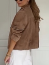 Women Lapel Buttoned Casual Jacket