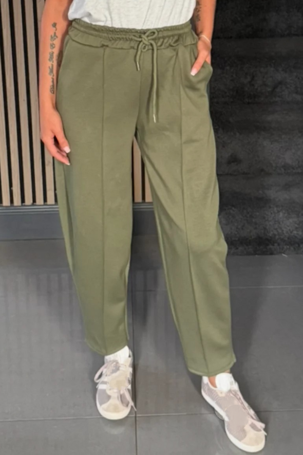 Women Drawstring Solid Color Casual Pants