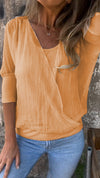 Solid Color Round Neck Mid-sleeve Top